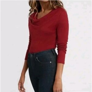 Banana Republic Womens |L| Mulled Cranberry Luxespun Cowl-Neck Thong Bodysuit